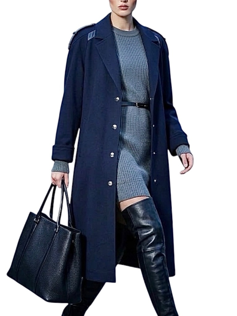 VTG 70s 80s pure wool navy union made old money removable fur lined trench coat